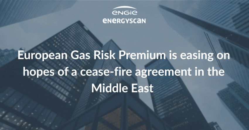 European Gas Risk Premium is easing on hopes of a cease-fire agreement in the Middle East